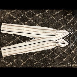 Missguided White Striped Strappy Jumpsuit